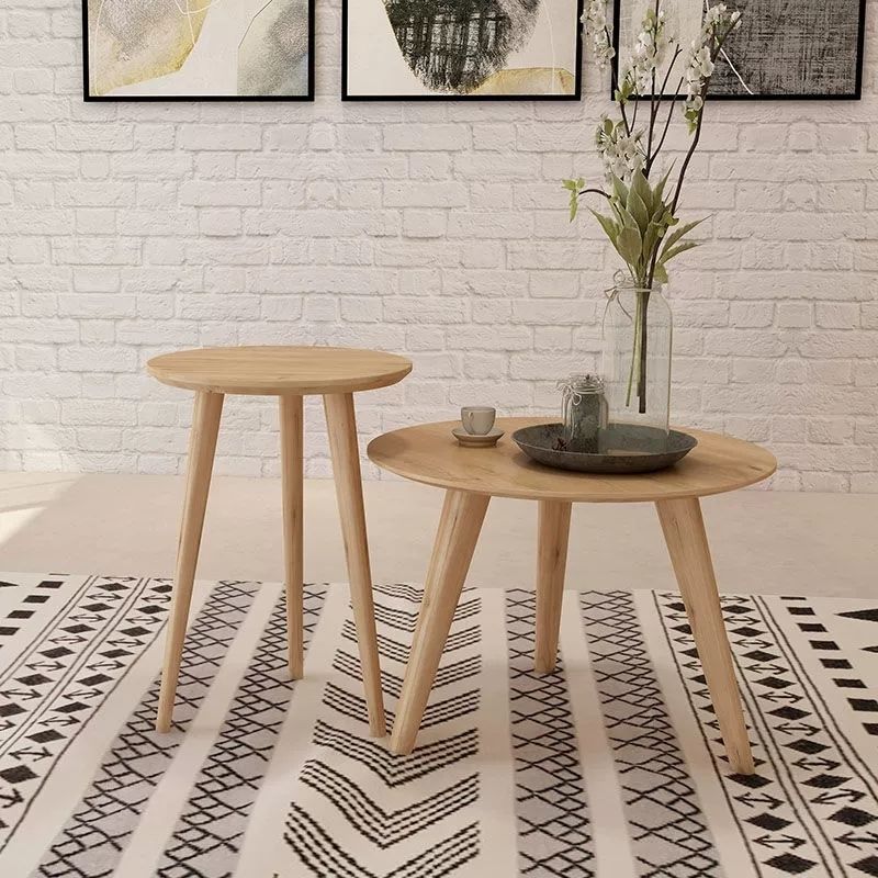 Solid Wood Nordic 3 Legs Side Table Natural/White Round End Table Clearhalo 'Coffee & Accent Tables' 'End & Side Tables' 'end_side_table' 'end_side_tables' 'furn' 'furn_end_side_tables' 'Furniture' 'furniture_end_side_table' 'Living Room Furniture' 1200x1200_66b3089f-f93e-4d2e-8780-745c52c0558f