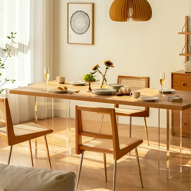 Modern Rectangular Table Solid Wood Dining Room Table in Natural Clearhalo 'Dining Tables & Seating' 'Dining Tables' 'dining_table' 'furn' 'furn_dining_table' 'Furniture' 'Kitchen & Dining Furniture' 1200x1200_66b31101-b081-42f5-bf59-5879cc14968e