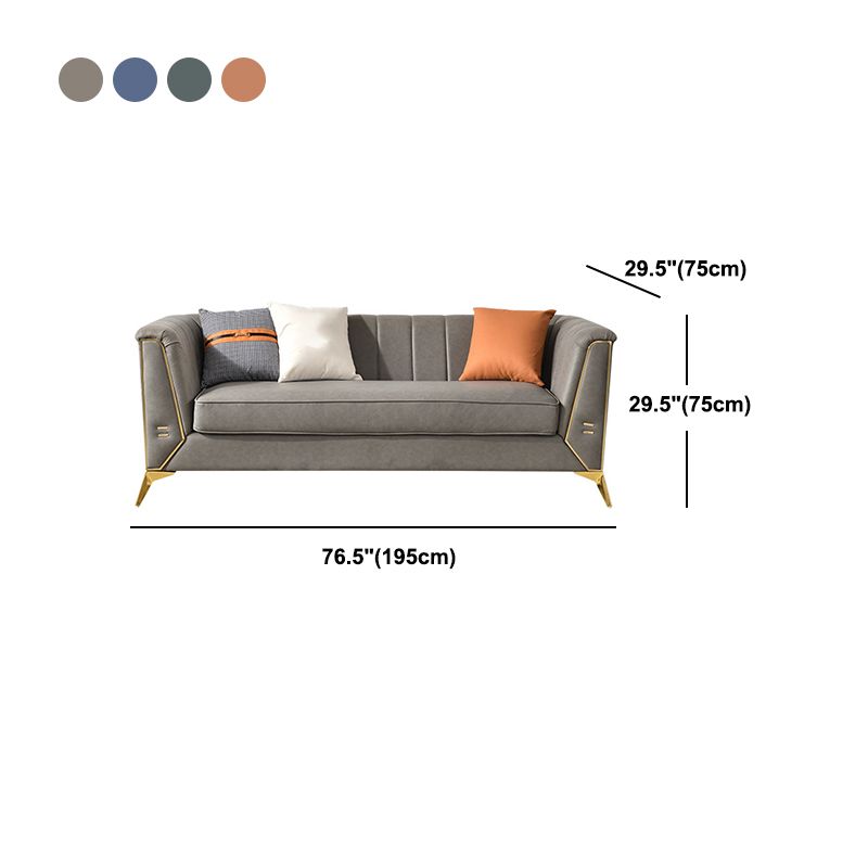 29.5"H Velvet/ Faux Leather Sewn Pillow Back Tuxedo Arm Sofa for Living Room Clearhalo 'Furniture' 'furniture_sofas' 'Living Room Furniture' 'Sofa' 'sofas' 1200x1200_66b395bd-c53b-4c0a-8cb0-4bab44481108