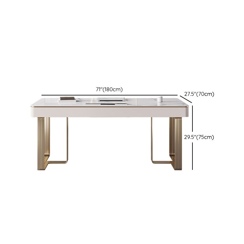 29,25 inch H Classic Glam Office Desk Curved Stone Computer Desk