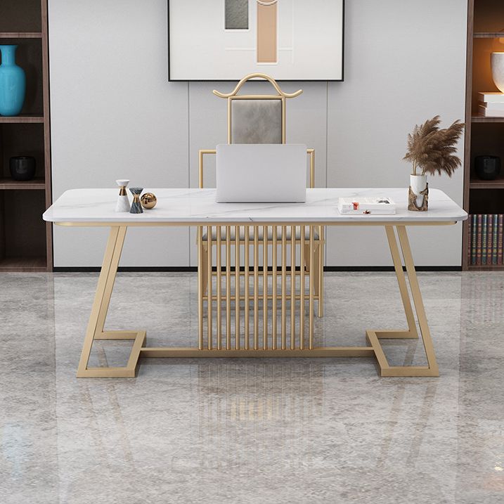 Scrivania per ufficio glam da 29,52 pollici rettangolare con gambe metalliche