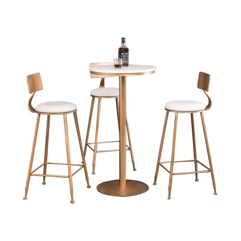 Glam White Faux Marble Bistro Table Indoor Gold Bar Table with Single Pedestal, Only Table Clearhalo 'Bar Furniture' 'Bar Tables' 'bar_tables' 'furn' 'furn_bar_tables' 'Furniture' 'furniture_bar_tables' 'Kitchen & Dining Furniture' 1200x1200_66bee5a1-9952-4787-ba0c-e6c8182a1b6f