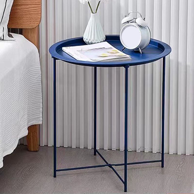 Mid-Century Cross Legs Side Table Metal Round Side End Table Clearhalo 'Coffee & Accent Tables' 'End & Side Tables' 'end_side_tables' 'furn' 'furn_end_side_tables' 'Furniture' 'Living Room Furniture' 1200x1200_66bf8f96-6751-4af8-8ee8-74ddb7040c43