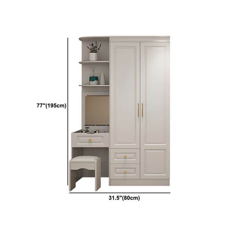 Hinged White Wardrobe Armoire Engineered Wood Wardrobe Closet Clearhalo 'Armoires & Wardrobes' 'armoires_wardrobes' 'Bedroom Furniture' 'furn' 'furn_armoires_wardrobes' 'Furniture' 1200x1200_66bfd13d-5993-4d89-83bb-c5d733e514a0