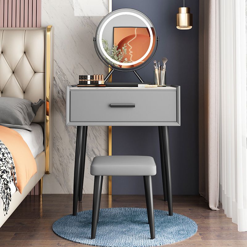 Glam Style 18.5 " Height 1- Drawer Slate Top Table Makeup Vanity Clearhalo 'Bedroom Furniture' 'furn' 'furn_makeup_vanities' 'Furniture' 'Makeup Vanities' 'makeup_vanities' 1200x1200_66bff45e-894b-4aee-aca5-62c538296cde