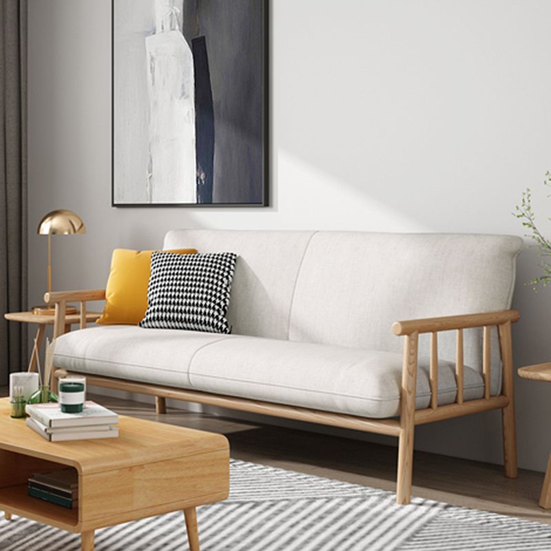 Linen Beige Upholstered Sofa Square Arm Settee with Wooden Legs for Apartment Clearhalo 'furn' 'furn_sofas' 'Furniture' 'furniture_sofas' 'Living Room Furniture' 'Sofa' 'sofas' 1200x1200_66c20714-c921-4c51-a7f4-46979b11e724