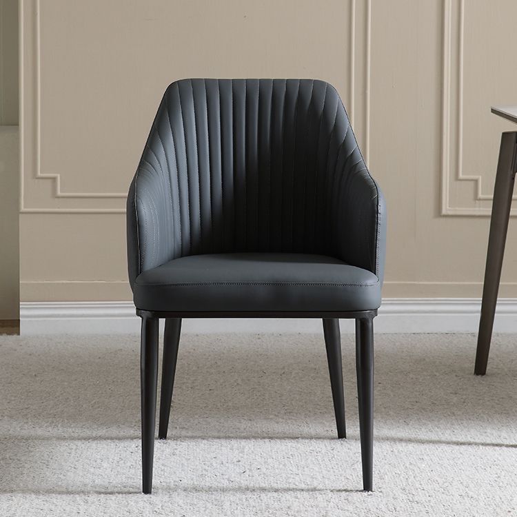 Eigentijdse arm eetstoelen faux lederen Parsons eetkamerstoel