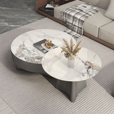 Round Slate Coffee Cocktail Table Pedestal Coffee or End Table with Storage