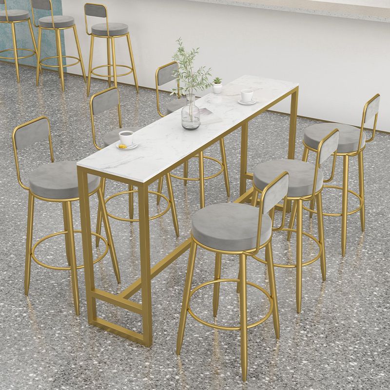 Mesa rectangular con altura de barra, mesa de pub con base metálica para uso en patio