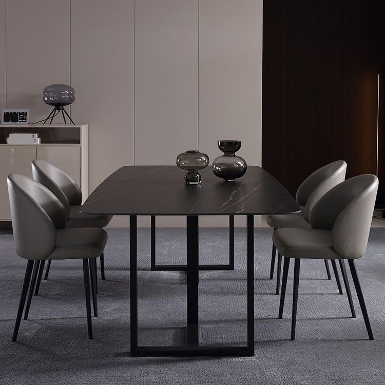 Black Double Pedestal Dinette Set 1/4/5 Pieces Indoor Designer Dining Table Set Clearhalo 'Dining Room Sets' 'Dining Tables & Seating' 'dining_room_set' 'furn' 'furn_dining_room_set' 'Furniture' 'Kitchen & Dining Furniture' 1200x1200_66c681bc-bc74-43b8-93ac-470c35f4e715