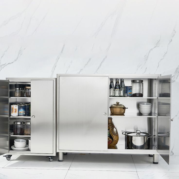 Stainless Steel Sideboard Cabinet Modern Server Cabinet with Storage for kitchen Clearhalo 'buffet_sideboard' 'Buffets & Sideboards' 'furn' 'furn_buffet_sideboard' 'Furniture' 'furniture_buffet_sideboard' 'Kitchen & Dining Furniture' 1200x1200_66c84b7b-c850-4aae-a04f-ccb94e3b1206