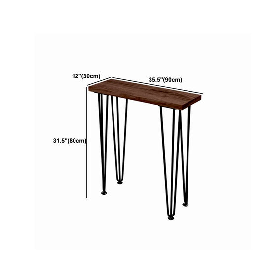 Mesa de consola superior de madera maciza de 31.5 "H con patas de metal de mediados de siglo moderna