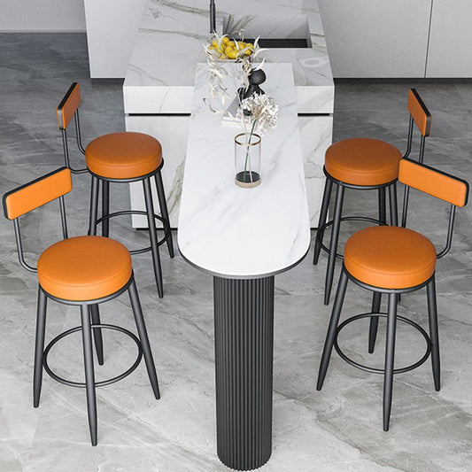 Nordic Armless Backrest Counter Stool Iron Kitchen Bar Stool with Cushion and Pedal Clearhalo 'Bar Furniture' 'Bar Stools' 'bar_stools' 'furn' 'furn_bar_stools' 'Furniture' 'furniture_bar_stools' 'Kitchen & Dining Furniture' 1200x1200_66ca4f60-c59b-4592-955c-e7dc78fbecb8