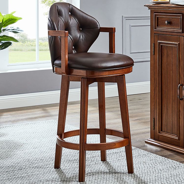 Scandinavian Indoor Bar Stools Solid Wood Armed Stool with Footrest