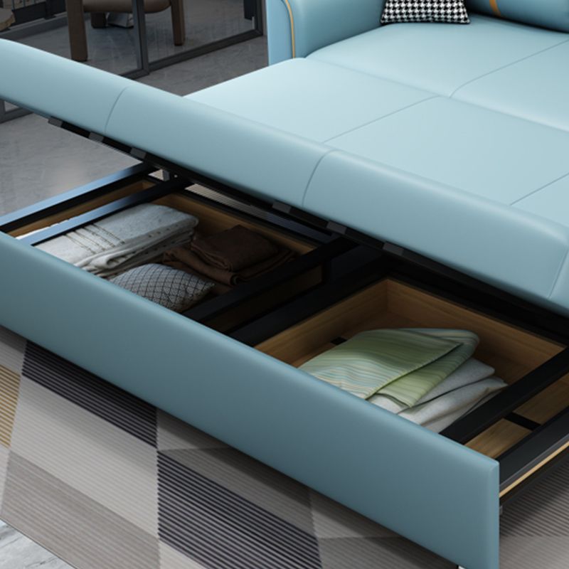 32.67 "Alto Faux Leather Sleeper Nordic Styled Sofa Bed in Blue