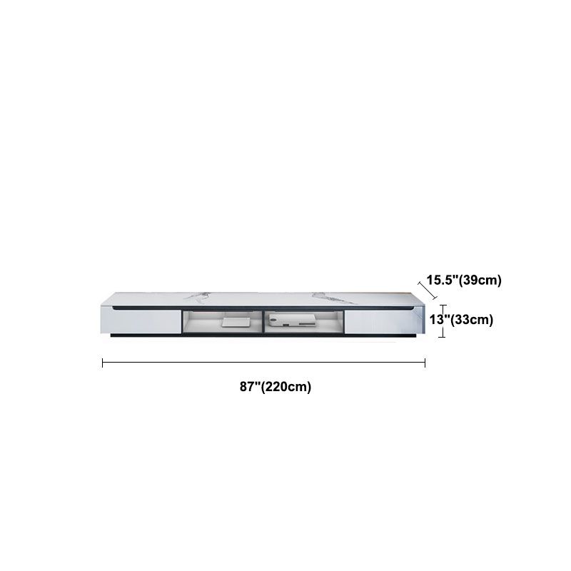 15,35 "W TV -Ständer weißer Glamstil geschlossener Speicherfernseher mit Schubladen