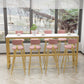 Modern Bar-height Table Faux Marble Top Pub Table with Metal Base