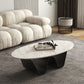 Metal Abstract Base Cocktail Table Glam Oval Slate Top Coffee Table
