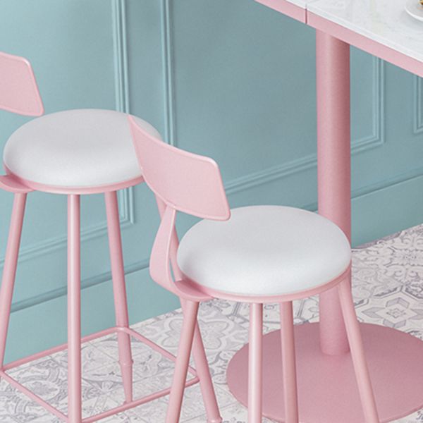 1/3/4/5 Piezas Mesa de barra de color rosa industrial Juego de bistro redondo con tapa de mármol de imitación blanca