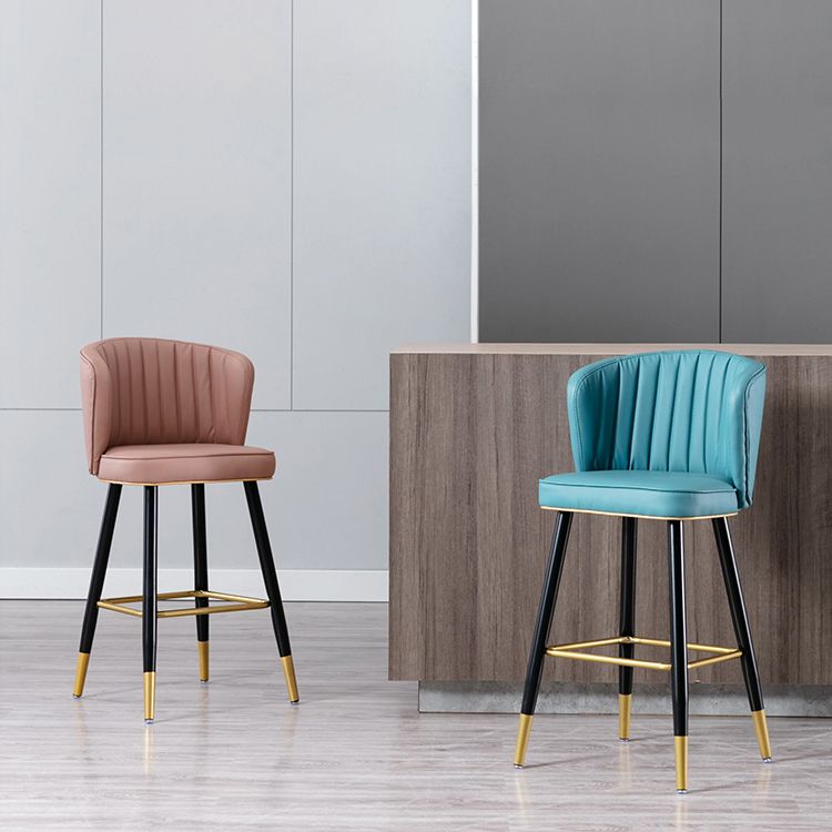 Modern Armless Backrest Counter Stool Iron Cashier Bar Stool with Leather Cushion Clearhalo 'Bar Furniture' 'Bar Stools' 'bar_stools' 'furn' 'furn_bar_stools' 'furniture_bar_stools' 'Kitchen & Dining Furniture' 'kitchen&dining_furn' 'kitchen' 'kitchen_furn' Furniture' 1200x1200_66d14545-922c-47ba-aa39-7b073c4c8e14