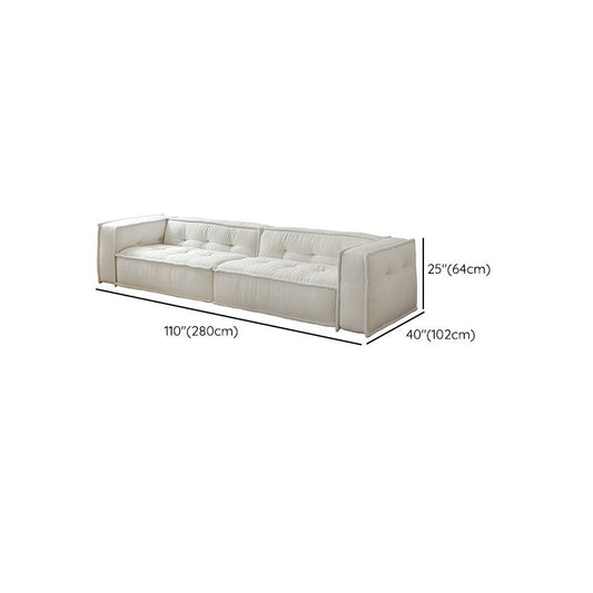Fabric Scandinavian Sofa Tuxedo Arm Tufted Back Sofa in White