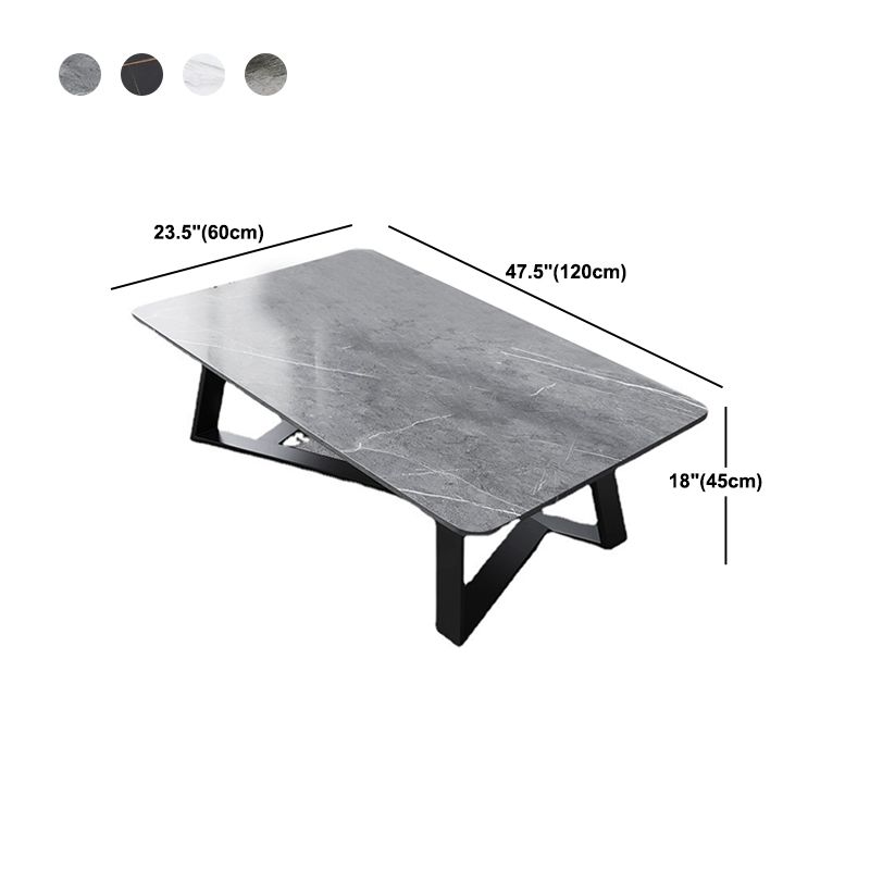 Rectangular Slate with Metal Cross Base Glam Style Coffee Table