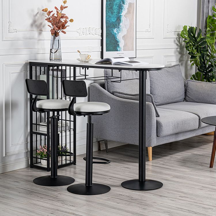 Glam Style Bar Table 1/3 Pieces Faux Marble Counter Table with Upholstered Stools Clearhalo 'Bar Furniture' 'furn' 'furn_home_bar_bar_sets' 'Furniture' 'Home Bars & Bar Sets' 'home_bar_bar_sets' 'Kitchen & Dining Furniture' 1200x1200_66d3b455-68e6-465b-9a32-b67b1f46ab0b