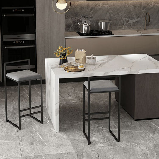 Modern Backrest Armless Counter Stool Iron Cafe Bar Stool with Velvet Cushion and Pedal Clearhalo 'Bar Furniture' 'Bar Stools' 'bar_stools' 'furn' 'furn_bar_stools' 'Furniture' 'furniture_bar_stools' 'Kitchen & Dining Furniture' 1200x1200_66d42a62-cc34-41b0-a35d-1ea5df24e3a1