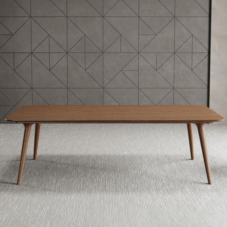 Rectangular Shaped Wooden Conference Table 4 Legs Task Desk in Brown