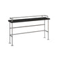 Industrial Black Wood Pub Table with Rectangle Table Top Silver Trestle Table - 42" H Clearhalo 'Bar Furniture' 'Bar Tables' 'bar_tables' 'furn' 'furn_bar_tables' 'Furniture' 'furniture_bar_tables' 'Kitchen & Dining Furniture' 1200x1200_66d4b3c6-1499-4726-8f28-d88b93844ff3