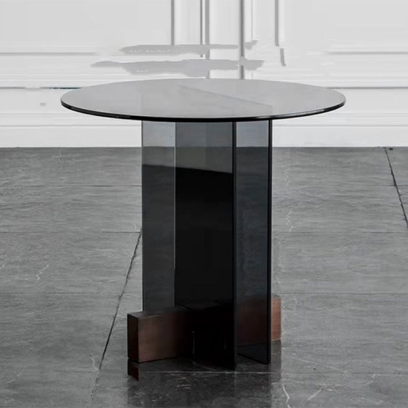Living Room End Table Modernistic Round Abstract Glass Side Table