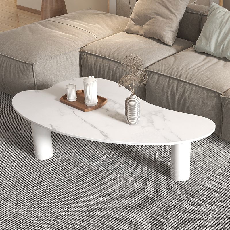 Modern Slate 3 Legs Coffee Table Single White Cocktail Table