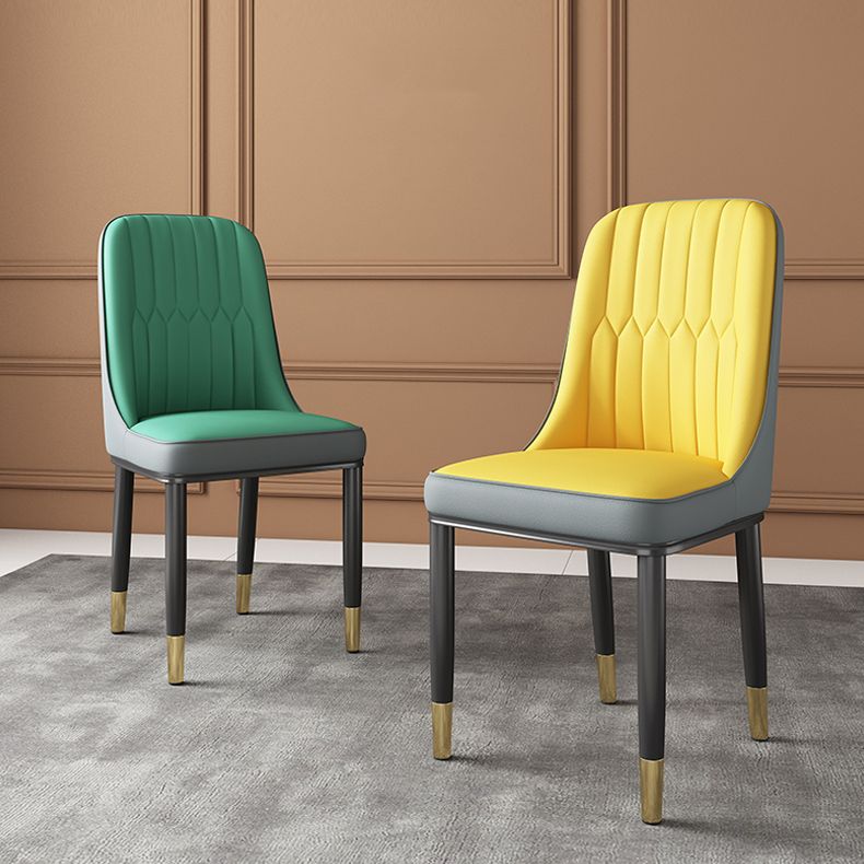 Scandinavian Home Side Chair Solid Back Metal Upholstered Dining Room Chair (Set of 2) Clearhalo ' kitchen&dining_furn' 'Dining Chairs' 'Dining Tables & Seating' 'dining_chair' 'furn' 'furn_dining_chair' 'Furniture' 'furniture_dining_chair' 'Kitchen & Dining Furniture' 'kitchen' 1200x1200_66d65139-ad28-4de2-9c5b-743e6978b4ba