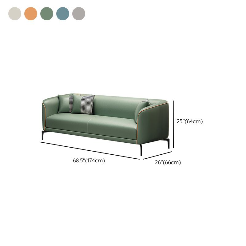 Sloped Arm Single Cushion Sofa Modern 25.2" H Faux Leather Sofa with Pillows