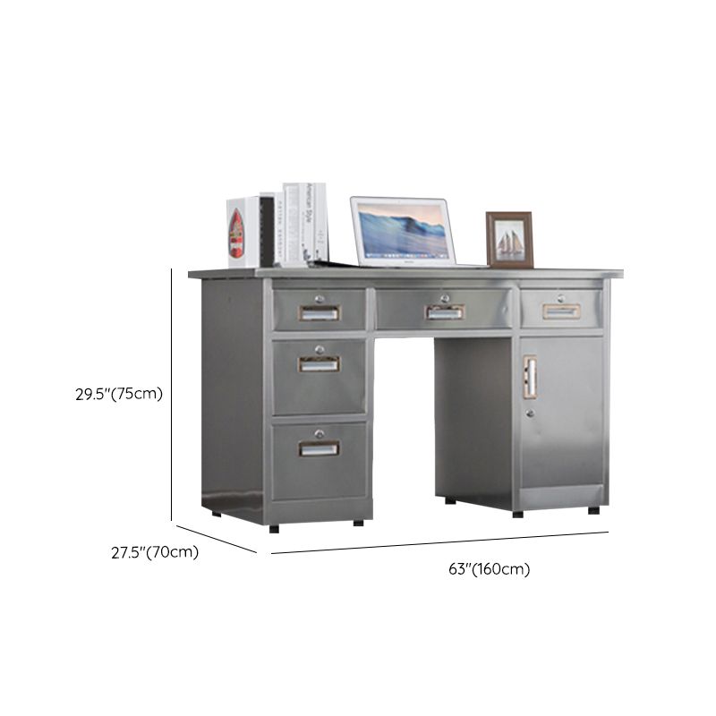 Scrivania in acciaio inossidabile a forma di rettangolare con gambe metalliche