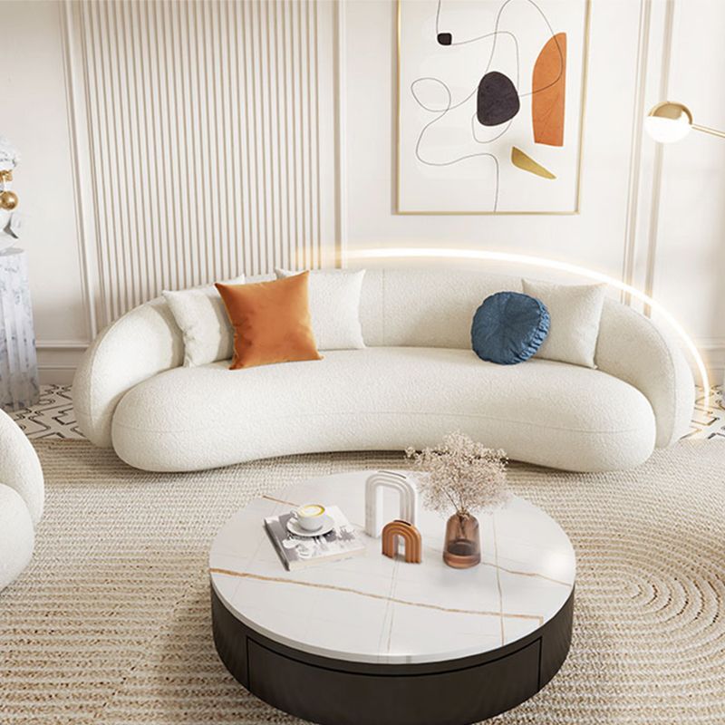 23.62" High Sloped Arm Sofa with 4 Pillows Wool Sofa in White Clearhalo 'furn' 'furn_sofas' 'Furniture' 'Living Room Furniture' 'Sofa' 'sofas' 1200x1200_66d99752-d489-4f30-8164-a853231c29b0