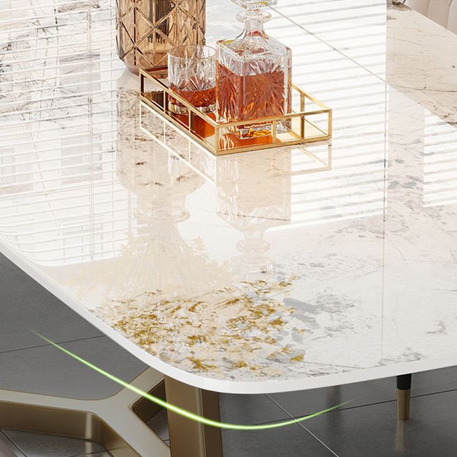 Traditional Luxury Dining Table Rectangle Sintered Stone Trestle Table with Gold Frame Clearhalo ' dining_table' 'Dining Tables & Seating' 'Dining Tables' 'furn' 'furn_dining_table' 'Furniture' 'furniture_dining_table' 'Kitchen & Dining Furniture' 'kitchen&dining_furn' 'kitchen' 'kitchen_dining_table' 1200x1200_66da22ac-01e1-4be0-8838-e7298737cbd9