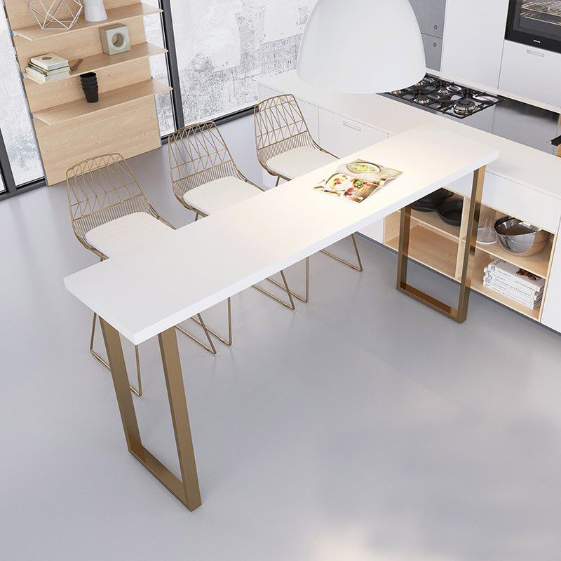 Pine Wood Bar Dining Table Glam Rectangle Bar Table with Double Pedestal for Dining Room Clearhalo 'Bar Furniture' 'Bar Tables' 'bar_tables' 'furn' 'furn_bar_tables' 'Furniture' 'furniture_bar_tables' 'Kitchen & Dining Furniture' 1200x1200_66dbdbc3-280e-4989-9007-316b55d4ed63