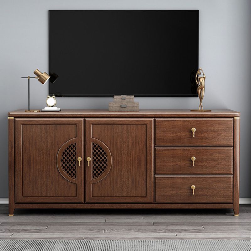Vintage Brown Media Console Walnut Stand Console with Drawers Clearhalo 'furn' 'furn_tv_stands_entertainment_centers' 'Furniture' 'Living Room Furniture' 'TV Stands & Entertainment Centers' 'TV Stands & Media Storage Furniture' 'tv_stands_entertainment_centers' 1200x1200_66df4ba3-1849-44fc-bf49-5b37159fa520