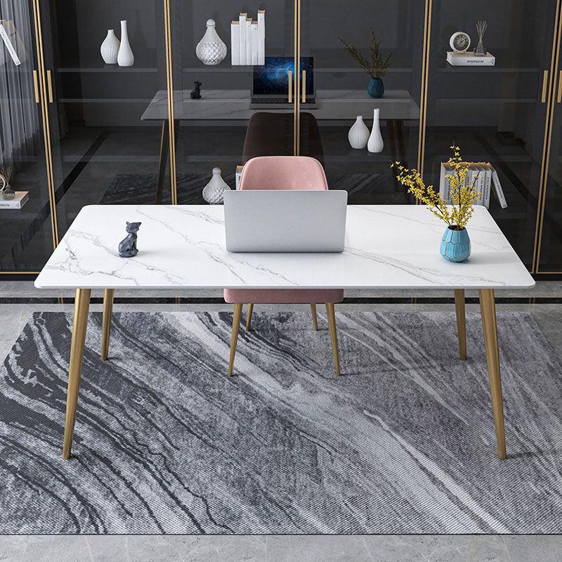 Glam Style Office Desk Rectangular Writing Desk with Metal Legs Clearhalo 'furn' 'furn_office_desk' 'Furniture' 'furniture_office_desk' 'Office Desks' 'Office Furniture' 'office_desk' 1200x1200_66df9e08-99a4-4220-8884-b57b37b2d27e