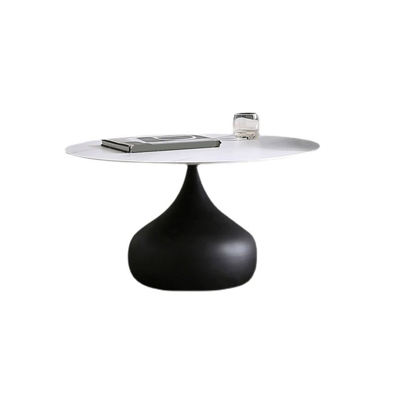Round Slate Coffee Table Set Metal Pedestal Simple Cocktail Table Clearhalo 'Coffee & Accent Tables' 'Coffee Tables' 'coffee_tables' 'furn' 'furn_coffee_tables' 'Furniture' 'Living Room Furniture' 1200x1200_66e06008-86fb-4b99-a4dc-cf76d87cbe92