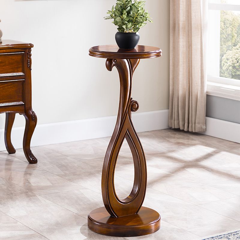 Pedestal End Table Brown Round Wood Side End Table - Distressed Surface Treatment Clearhalo 'Coffee & Accent Tables' 'End & Side Tables' 'end_side_table' 'end_side_tables' 'furn' 'furn_end_side_tables' 'Furniture' 'furniture_end_side_table' 'Living Room Furniture' 1200x1200_66e111d3-9ef4-443f-9195-984cdc8dbb99