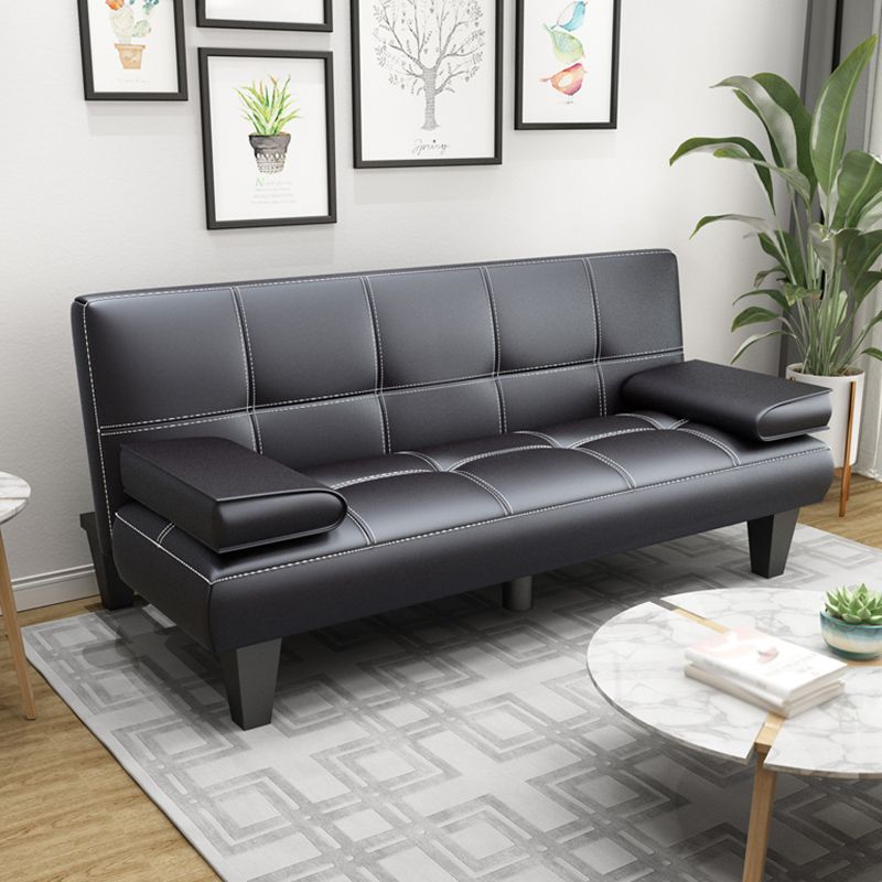 Convertible Biscuit Back Faux Leather Pillow Top Arm Modern Sofa for Living Room Clearhalo 'furn' 'furn_sofas' 'Furniture' 'furniture_sofas' 'kitchen' 'kitchen_sofas' 'Living Room Furniture' 'Sofa' 'sofas' 1200x1200_66e19423-8096-40c4-b70b-96bb0f01b7dd
