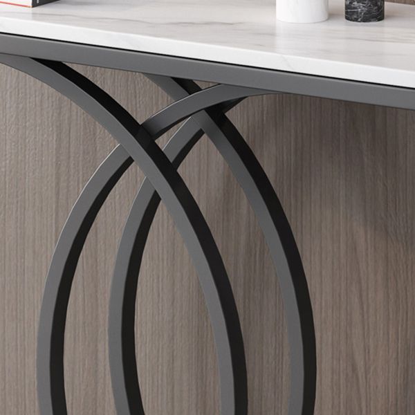 12 inch Wide Accent Table Glam style Stone Half Moon Console Table for Hall