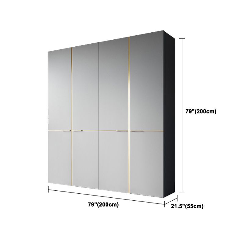 Kleiderschrank im zeitgenössischen Stil grau Farbe Holzgarderobe Schrank mit Regalen