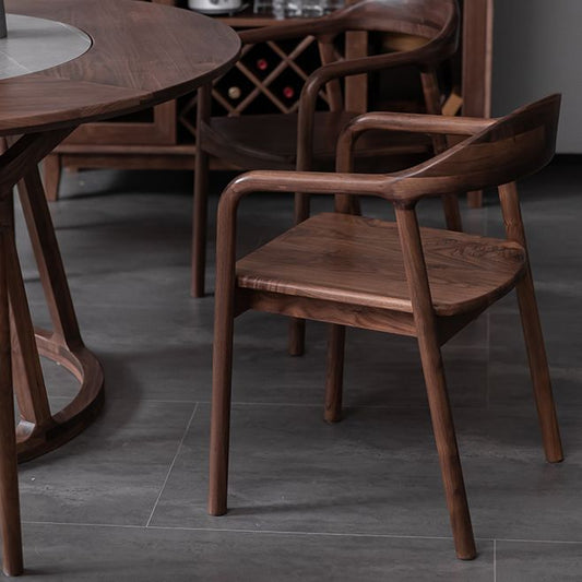 Solid Wood Dining Arm Chair Open Back Dining Arm Chair for Dining Room