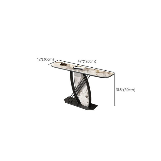 Tavolo accento di ferro in pietra glam tavolo divano console mezza luna per sala