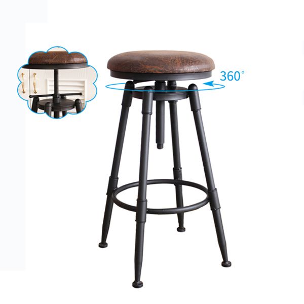 Industrial Metal Barstool Leather Counter Stool in Matte Finish for Home Clearhalo 'Bar Furniture' 'Bar Stools' 'bar_stools' 'furn' 'furn_bar_stools' 'Furniture' 'Kitchen & Dining Furniture' 1200x1200_66e912aa-0566-478b-9367-6483b8b2b82e