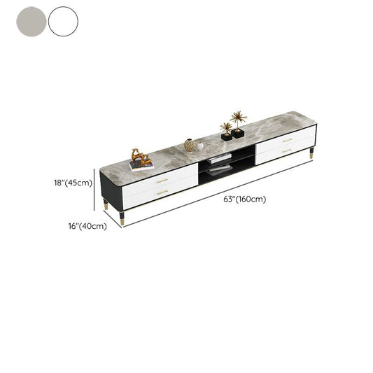 Modern 16" W TV Media Stand Stone Open Shelving TV Stand Console with Drawers