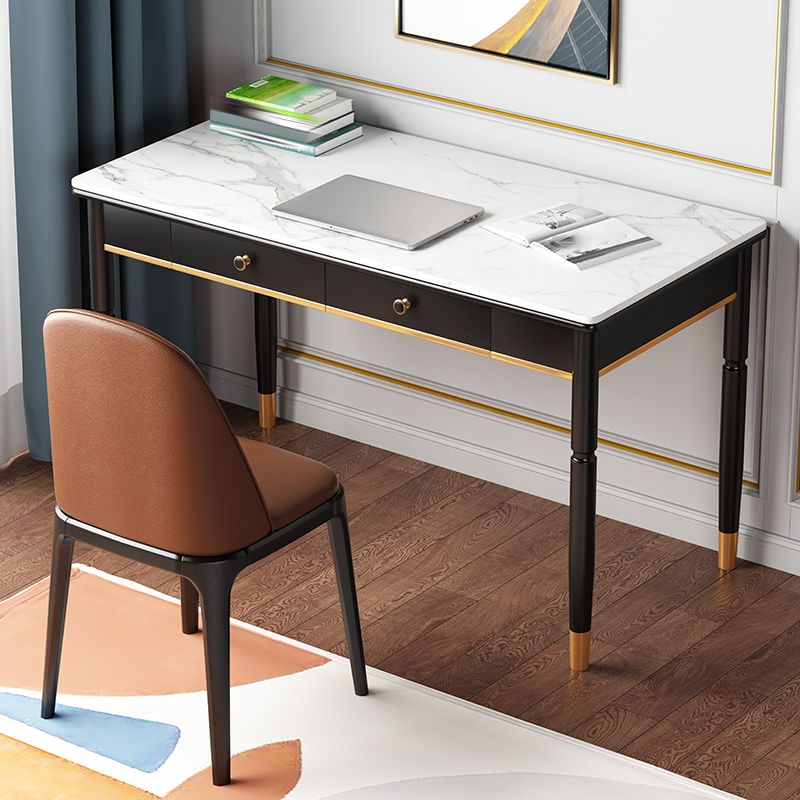 Accueil Glam Stone Writing bureau bureau de bureau rectangulaire avec tiroirs